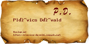 Plávics Dévald névjegykártya